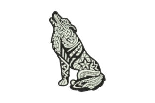 A Close Look at Zentangle Wolf Howling Embroidery Design